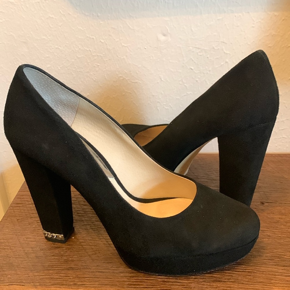 Michael Kors women’s black suede round toe thick heel